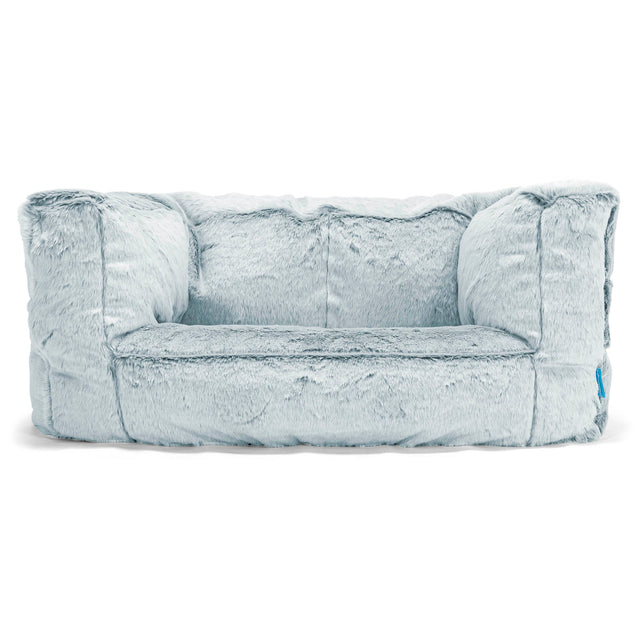 Albert Kids Sofa Bean Bag - Faux Rabbit Fur Dusty Blue 01