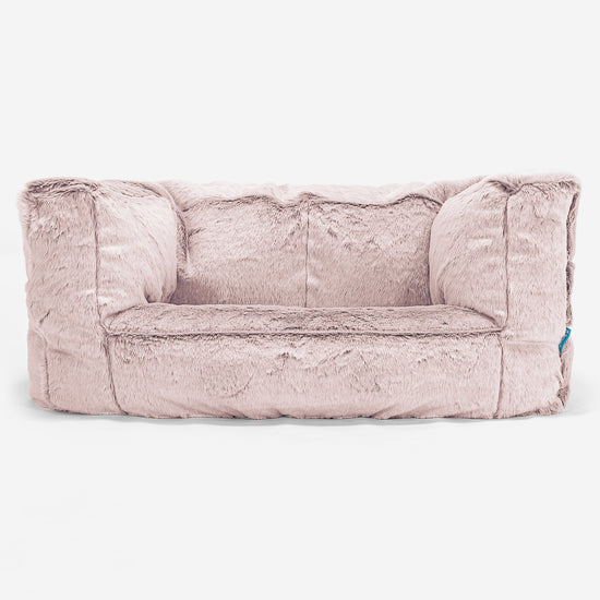 Albert Kids Sofa Bean Bag - Faux Rabbit Fur Dusty Pink 01
