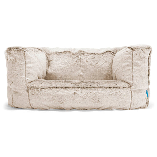 Albert Kids Sofa Bean Bag - Faux Rabbit Fur Golden Brown 01