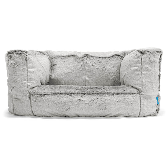 Albert Kids Sofa Bean Bag - Faux Rabbit Fur Light Grey 01
