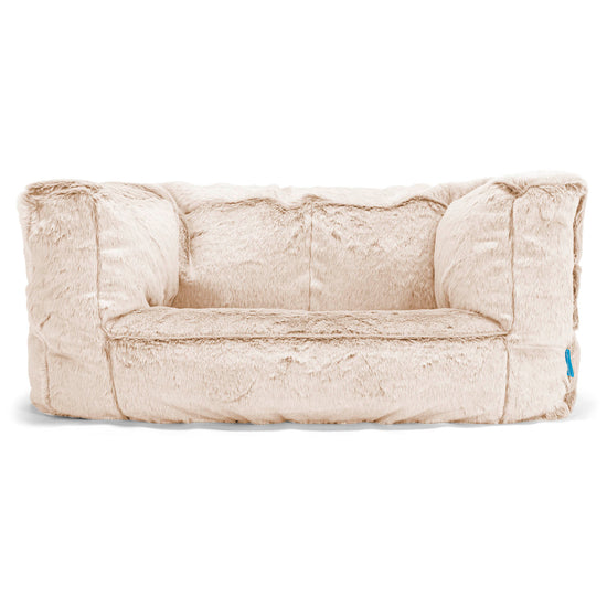 Albert Kids Sofa Bean Bag - Faux Rabbit Fur White 01
