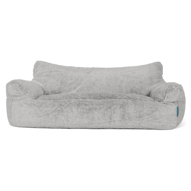 Josephine Children's Sofa Bean Bag 1-5 yr - Fluffy Faux Fur Rabbit Light Grey 01