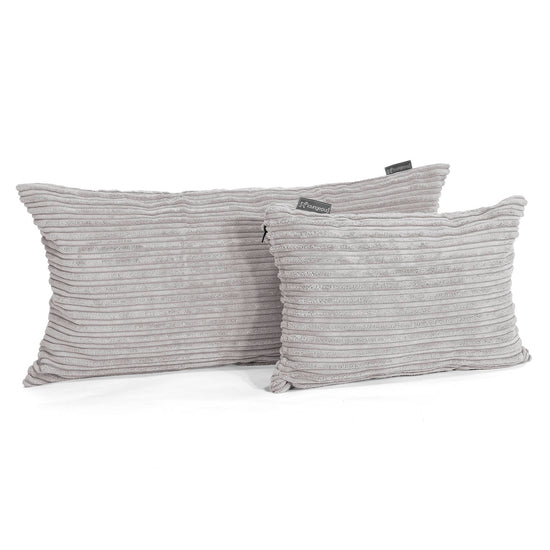 XL Rectangular Support Cushion Cover 40 x 80cm - Cord Aluminium Silver 03