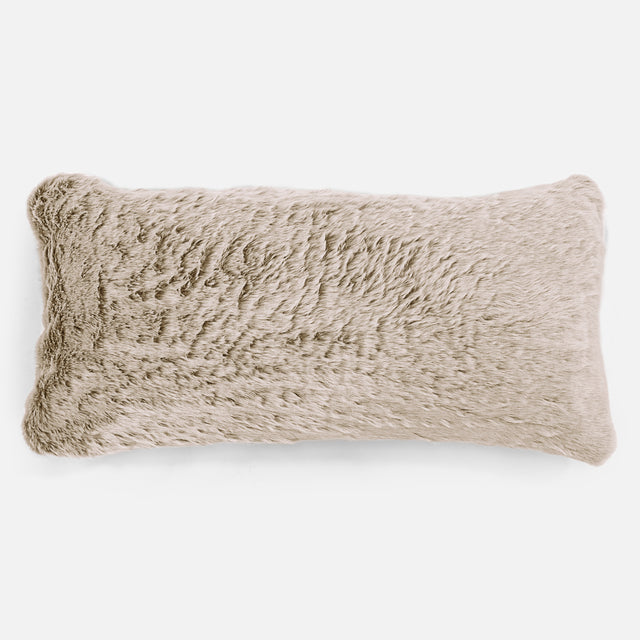 XL Rectangular Support Cushion 40 x 80cm - Faux Rabbit Fur Golden Brown 01