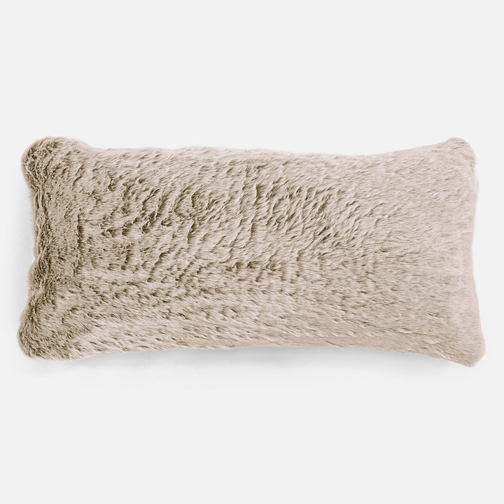 XL Rectangular Support Cushion 40 x 80cm - Faux Rabbit Fur Golden Brown 01