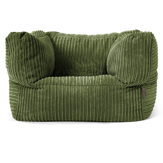 Albert Bean Bag Armchair - Cord Forest Green 01