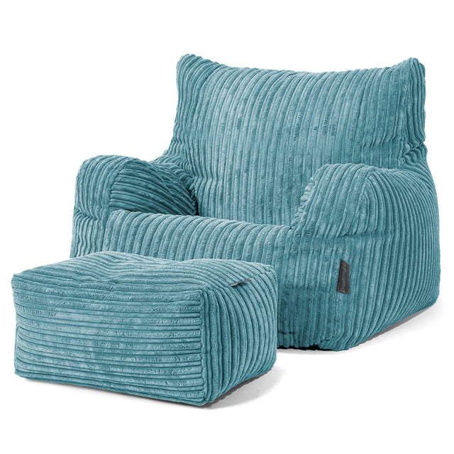 Josephine Bean Bag Armchair - Cord Aegean Blue 02
