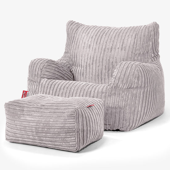 Josephine Bean Bag Armchair - Cord Silver Grey 02