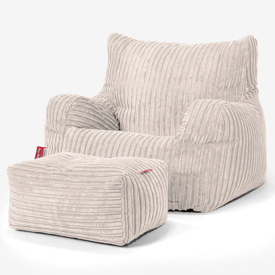 Josephine Bean Bag Armchair - Cord Ivory 02