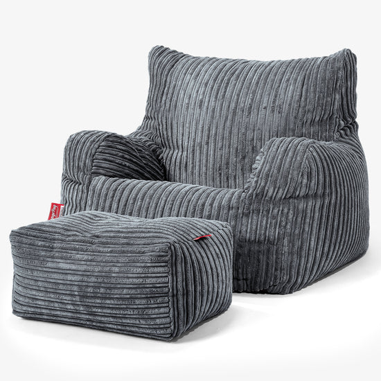 Bean Bag Armchair - Cord Steel Grey 02