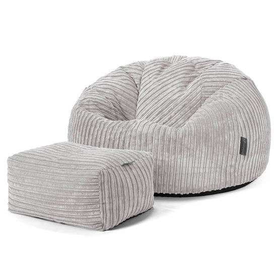 Classic Bean Bag Chair - Cord Silver Grey 02