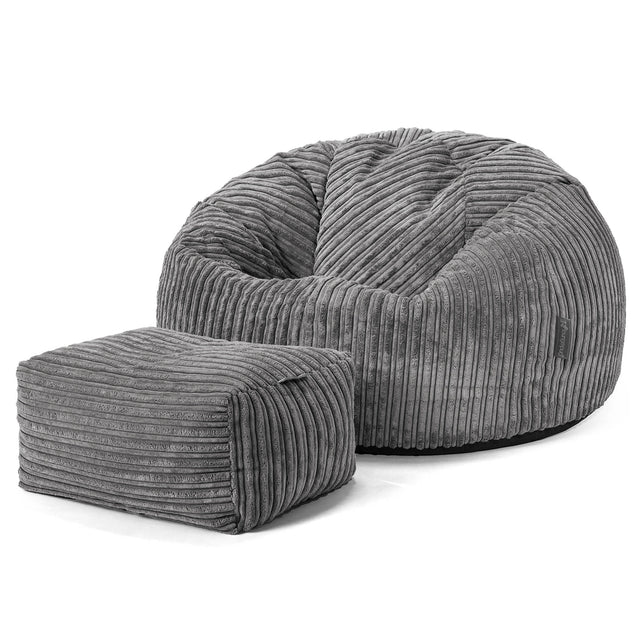 Classic Bean Bag Chair - Cord Steel Grey 02