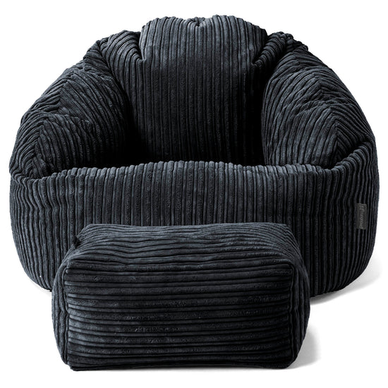 Bubble Bean Bag Chair - Cord Black 02