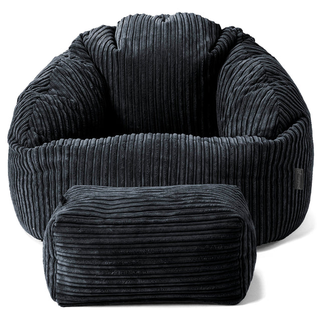 Bubble Bean Bag Chair - Cord Black 02