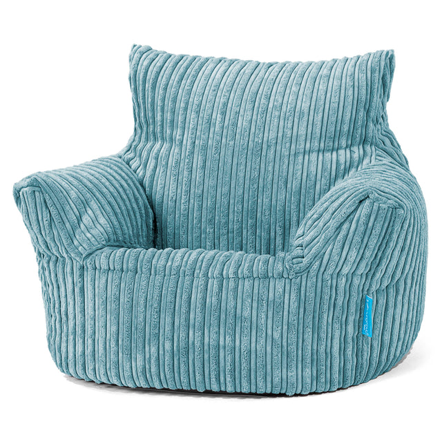 Kids Armchair Bean Bag for Toddlers 1-3 yr - Cord Aegean Blue 01