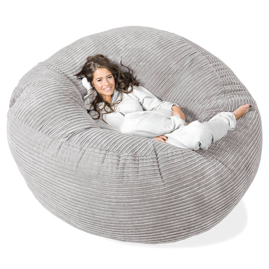 Mega Mammoth Bean Bag Sofa - Cord Aluminium Silver 01