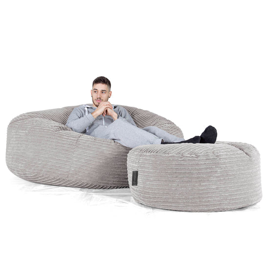 Mega Mammoth Bean Bag Sofa - Cord Aluminium Silver 02