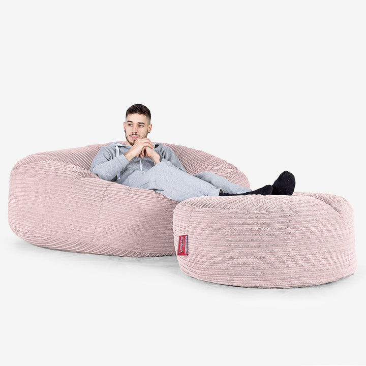 Mega Mammoth Bean Bag Sofa - Cord Blush Pink 02