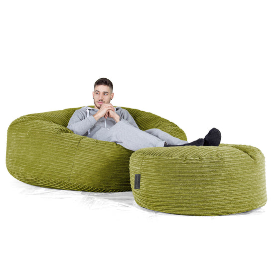 Mega Mammoth Bean Bag Sofa - Cord Lime Green 02