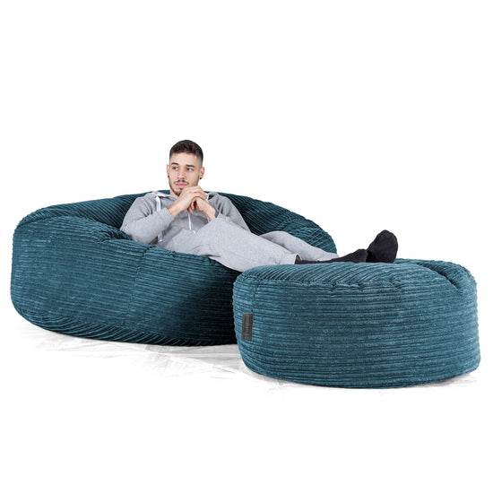 Mega Mammoth Bean Bag Sofa - Cord Navy Blue 02