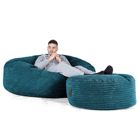 Mega Mammoth Bean Bag Sofa - Cord Teal Blue 02