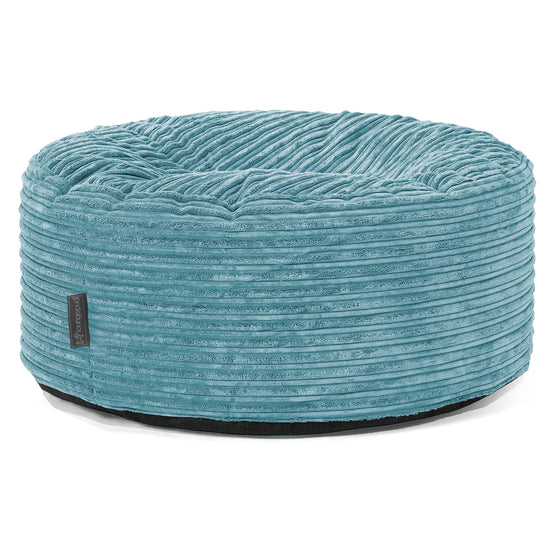 Large Round Pouffe - Cord Aegean Blue 01