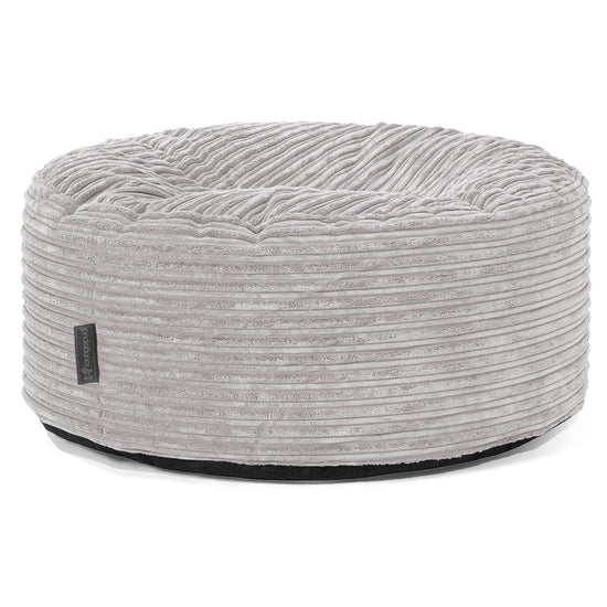 Large Round Pouffe - Cord Aluminium Silver 01