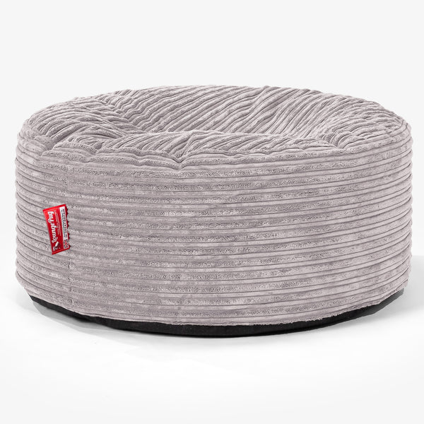 Large Round Pouffe - Cord Aluminium Silver 01