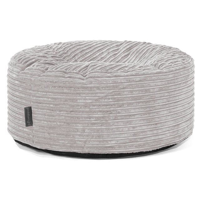 Large Round Pouffe - Cord Aluminium Silver 01