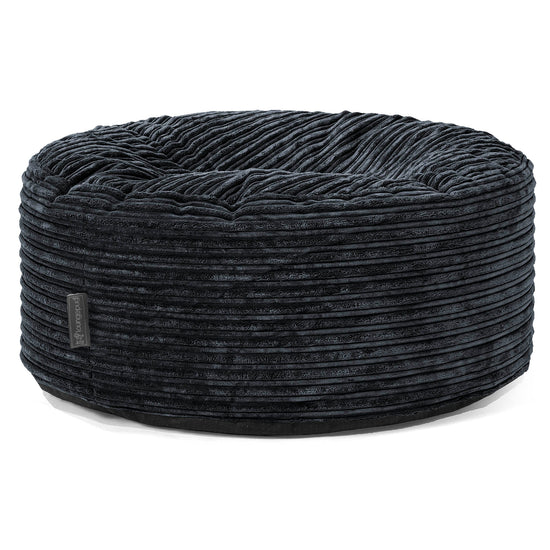 Large Round Pouffe - Cord Black 01