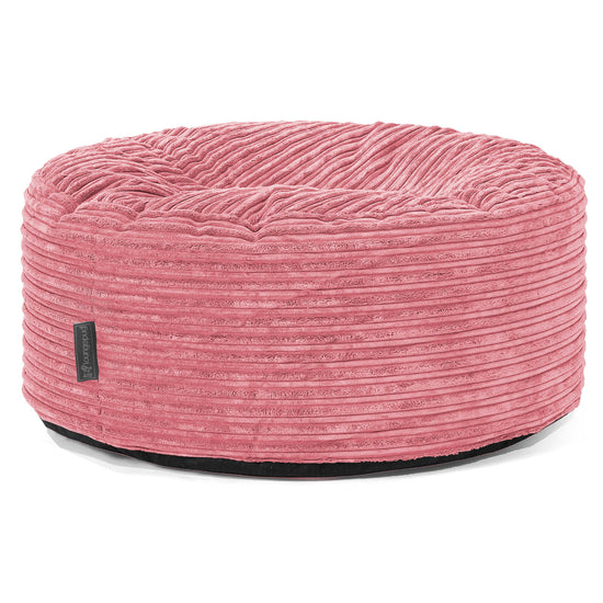 Large Round Pouffe - Cord Coral Pink 01