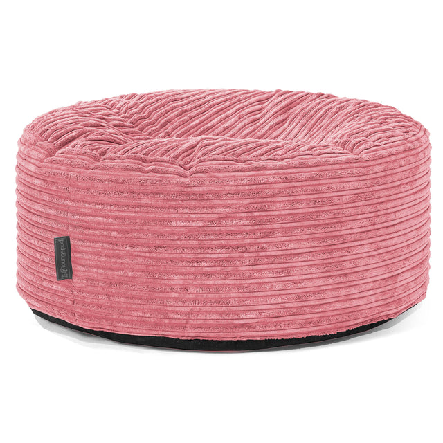 Large Round Pouffe - Cord Coral Pink 01