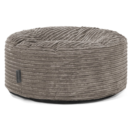 Large Round Pouffe - Cord Graphite Grey 01