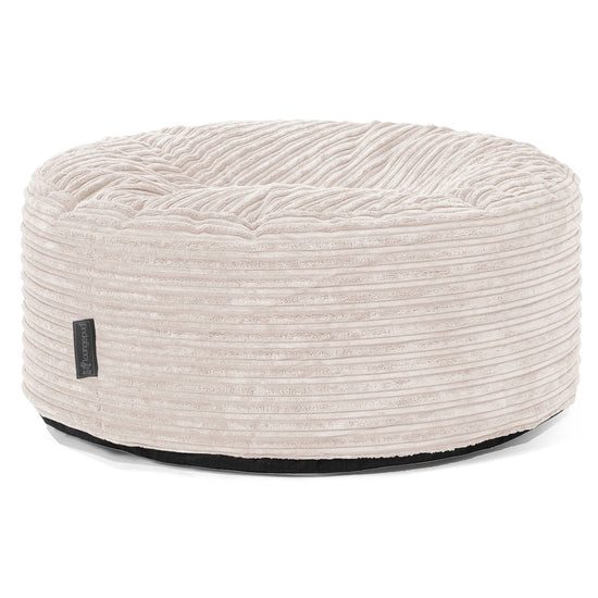 Large Round Pouffe - Cord Ivory 01