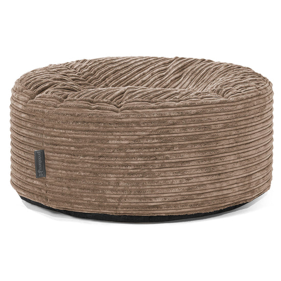 Large Round Pouffe - Cord Mocha Brown 01