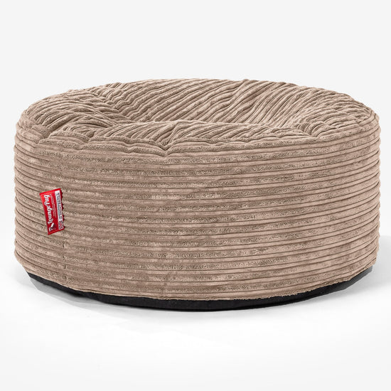 Large Round Pouffe - Cord Sand 01