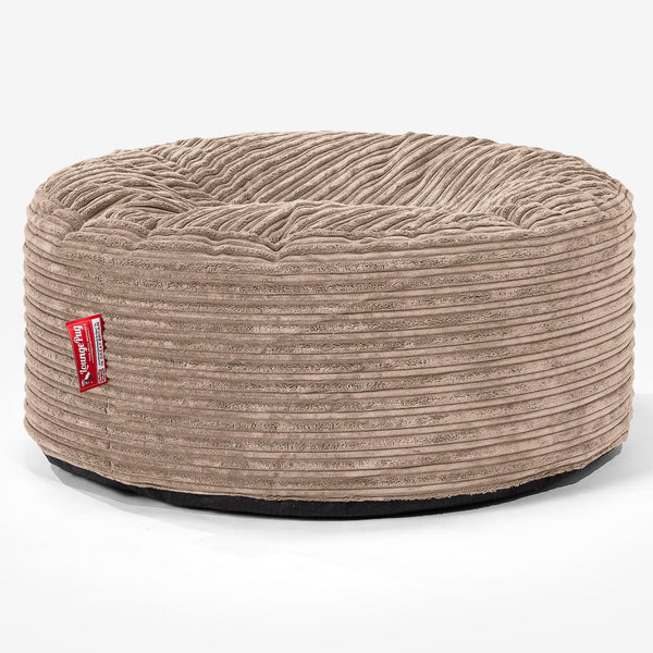 Large Round Pouffe - Cord Sand 01