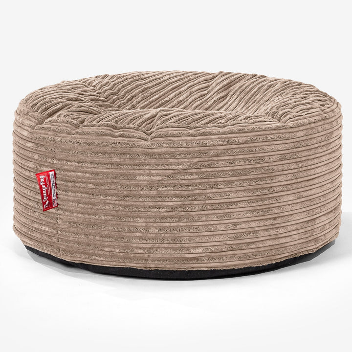 Large Round Pouffe - Cord Sand 01