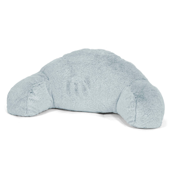 Children's High Back Support Cuddle Cushion - Fluffy Faux Fur Rabbit Dusty Blue 01
