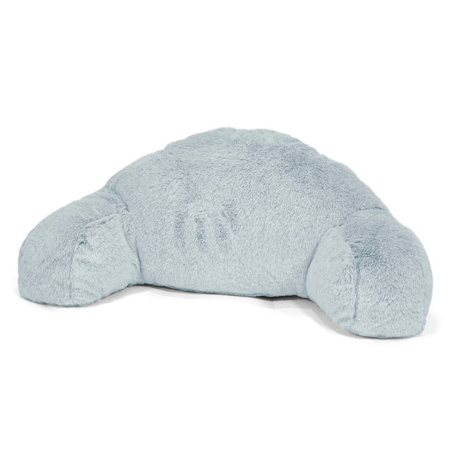 Children's High Back Support Cuddle Cushion - Fluffy Faux Fur Rabbit Dusty Blue 01