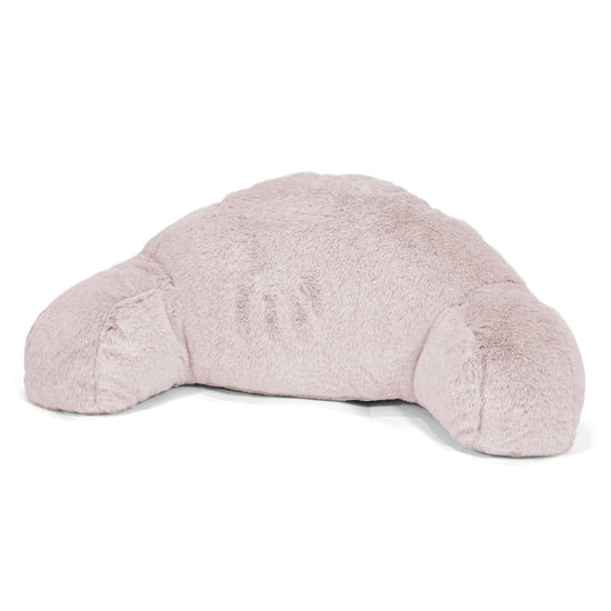 Children's High Back Support Cuddle Cushion - Fluffy Faux Fur Rabbit Dusty Pink 01