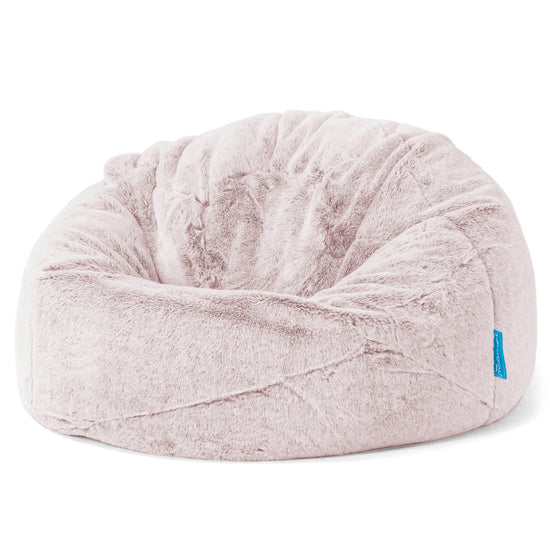 Children's Classic Bean Bag Chair - Faux Rabbit Fur Dusty Pink 01