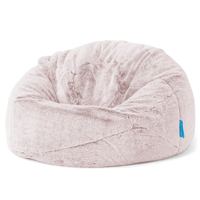 Children's Classic Bean Bag Chair - Faux Rabbit Fur Dusty Pink 01