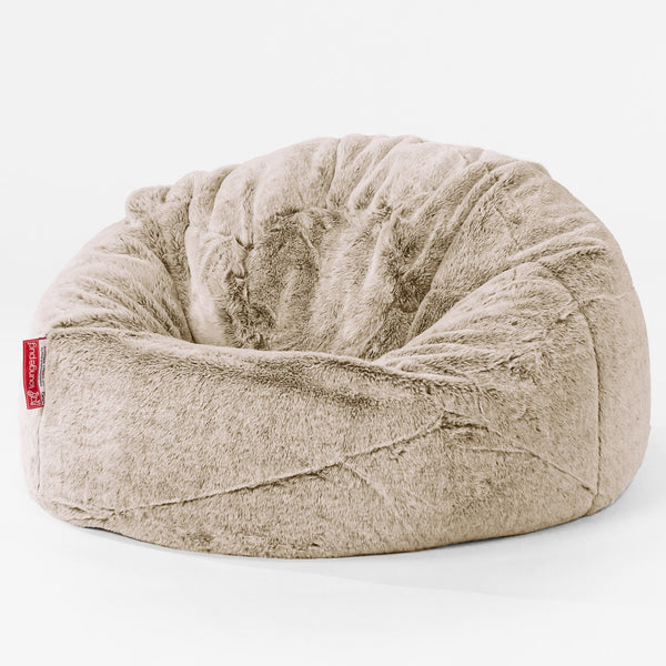 Children's Classic Bean Bag Chair - Faux Rabbit Fur Golden Brown 01