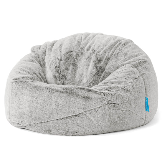 Children's Classic Bean Bag Chair - Faux Rabbit Fur Light Grey 01