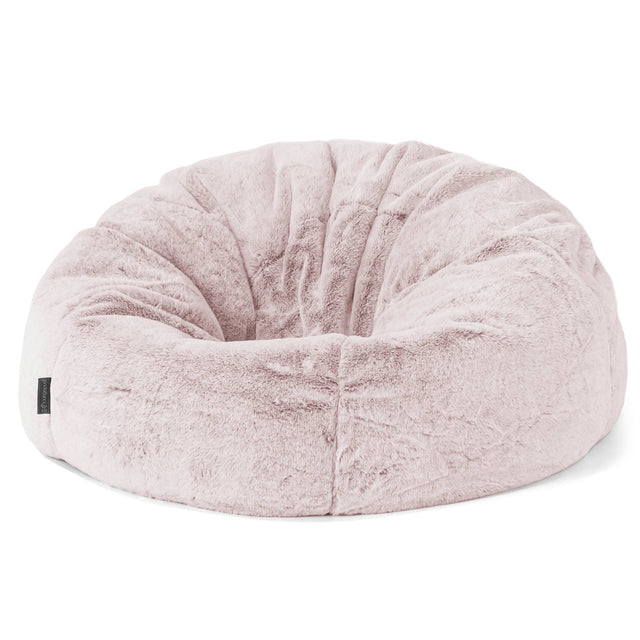Classic Bean Bag Chair - Faux Rabbit Fur Dusty Pink 01