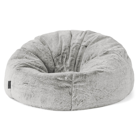 Classic Bean Bag Chair - Faux Rabbit Fur Light Grey 01