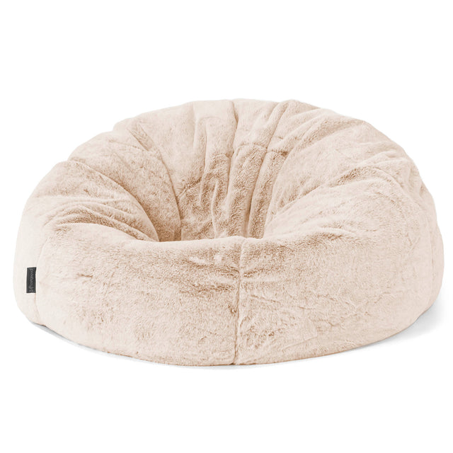 Classic Bean Bag Chair - Faux Rabbit Fur White 01