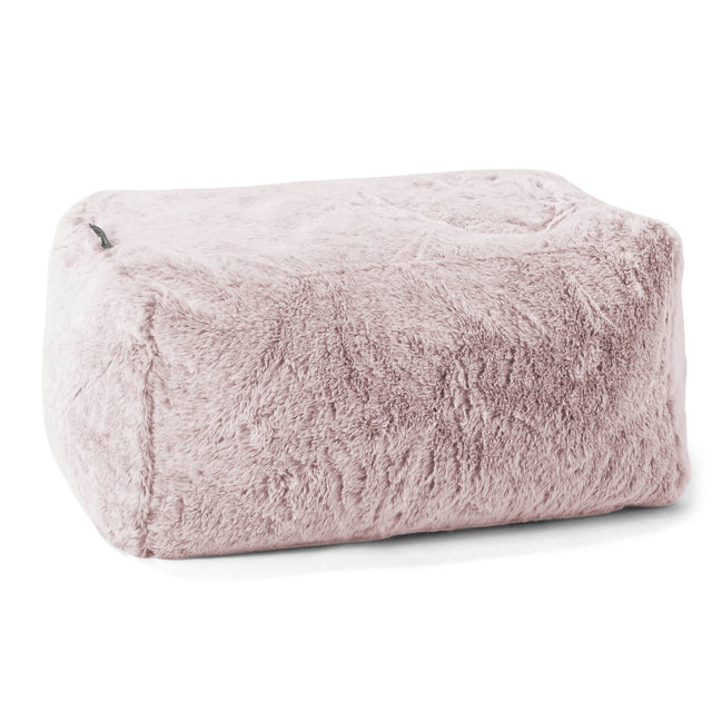 Small Footstool - Faux Rabbit Fur Dusty Pink 01