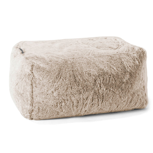 Small Footstool - Faux Rabbit Fur Golden Brown 01